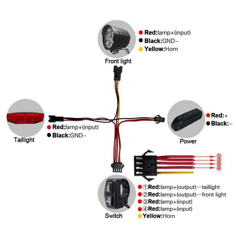 Ebike Switch DK226 With QD168 Frontlight DR001 Taillight Warning Light Turn Signal Horn Ebike Accessories