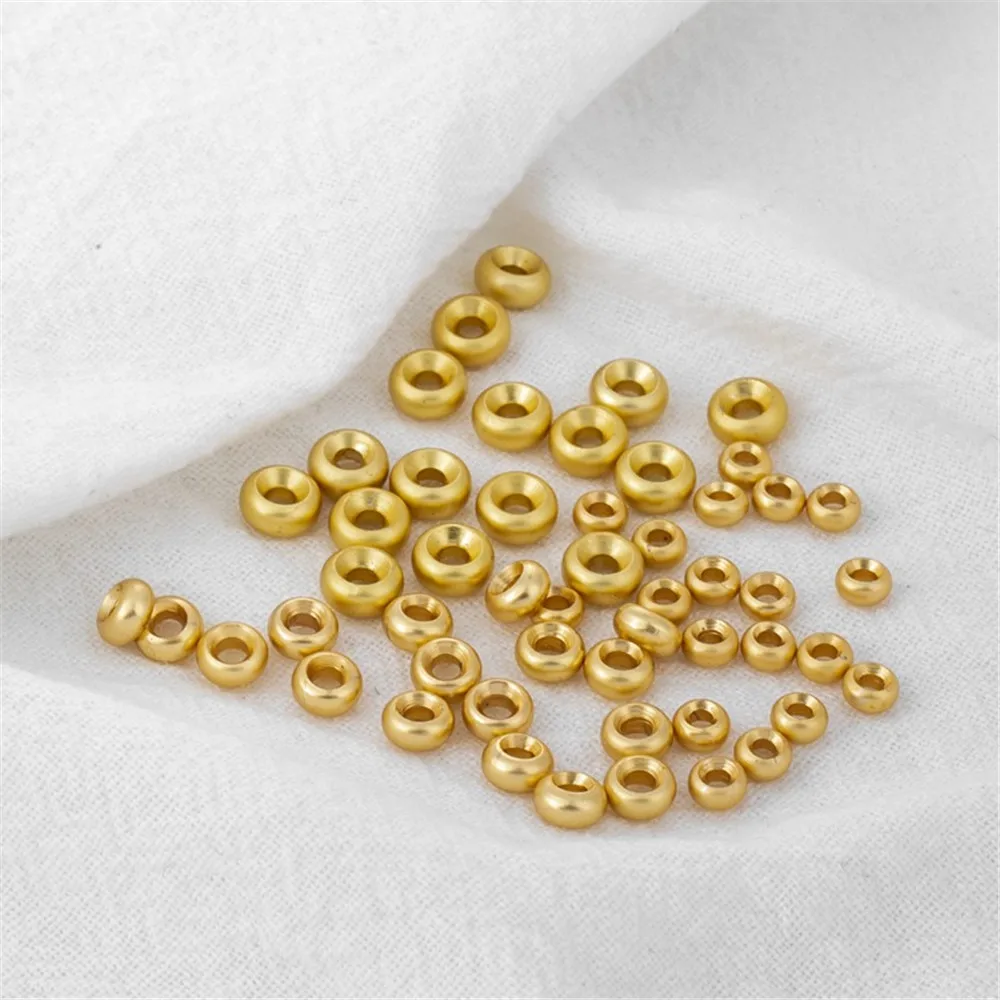 50pcs 18K Matte Gold Color Beads, Color-Changing Tires, DIY Bracelet Wheel Beads, Jewelry Accessories, 2* 4mm  2.5*5mm 3* 6mm