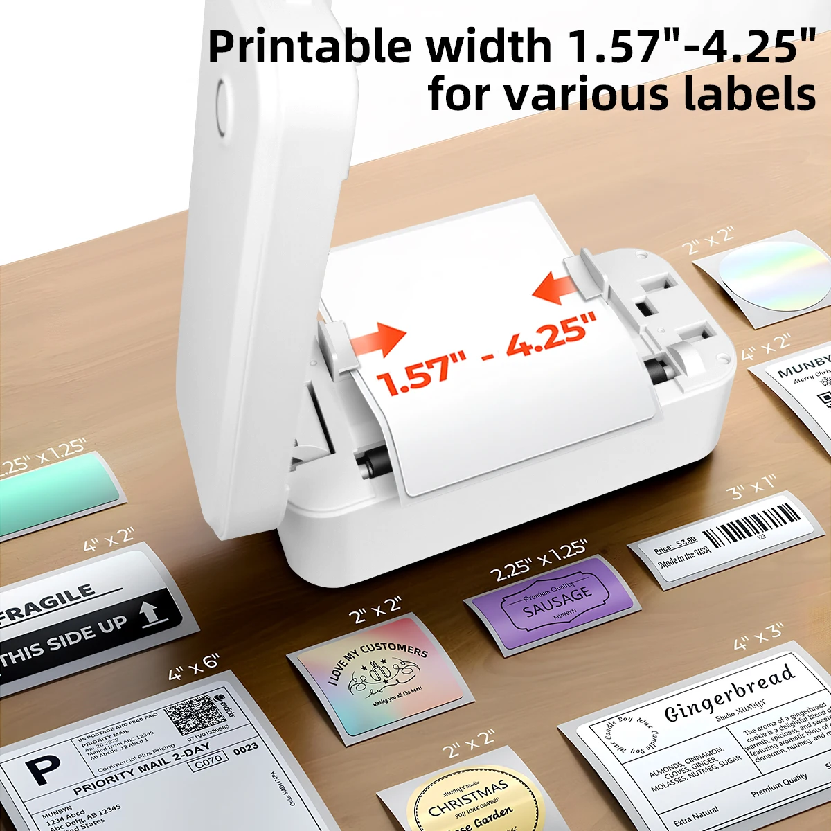 Marklife Thermal Label Printer X4 Mini Protable Bluetooth Small Shipping Printer Compatible with ios Android for Office Business