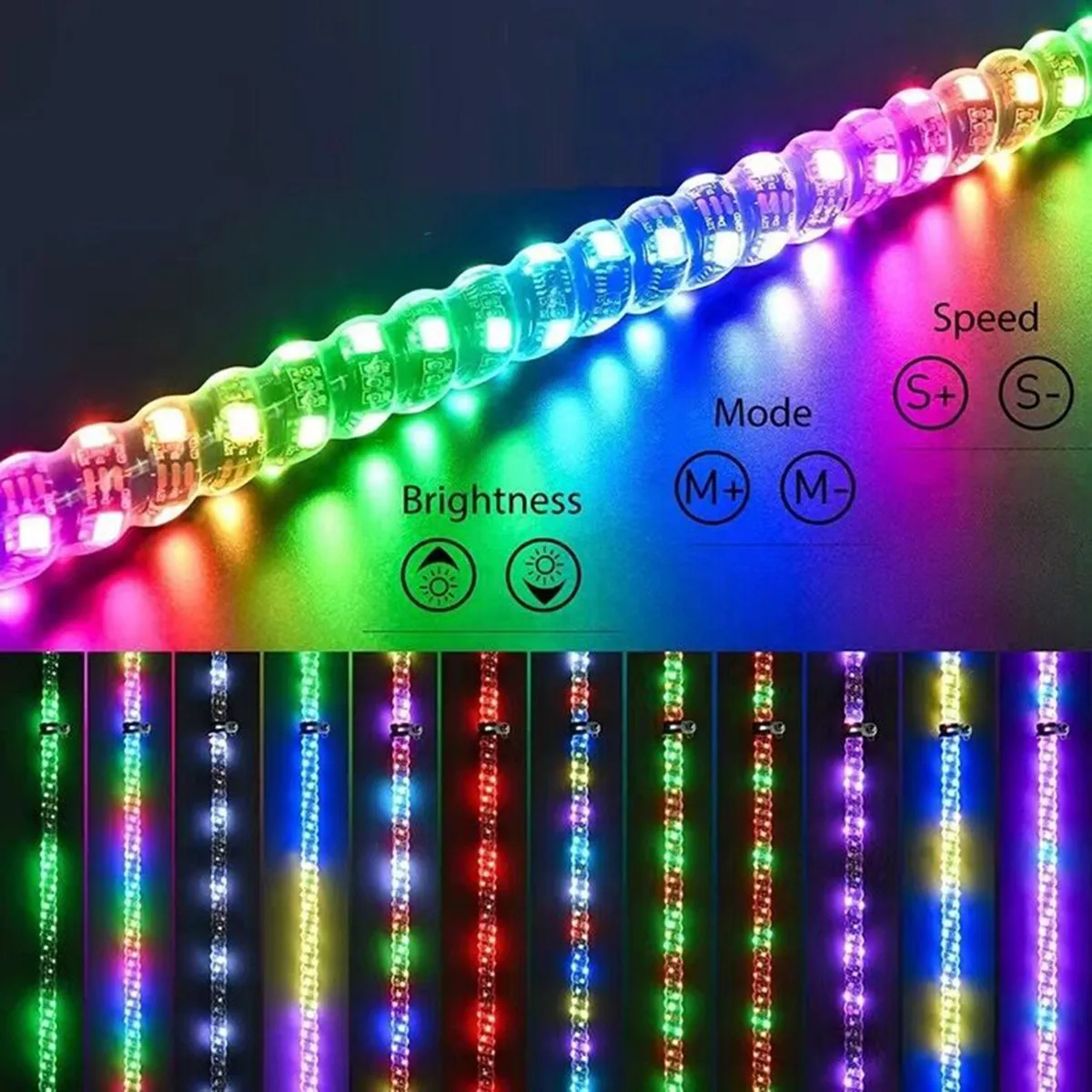 

A90Q-12V мотоциклетная спиральная светодиодная антенна 2 фута с флагом, светодиодная лампа с дистанционным управлением для Jeep ATV UTV