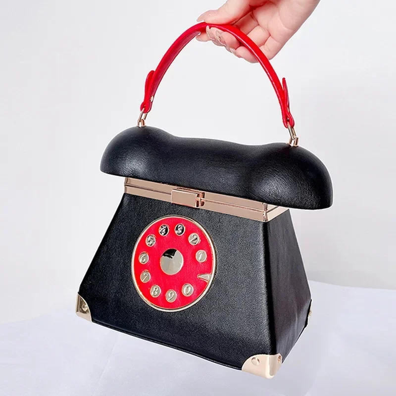 Handle Telephone Shaped Women Evening Handbags Designer Party Clutch Purse Chic Shoulder Bags Female Leather Crossbody Bag Totes