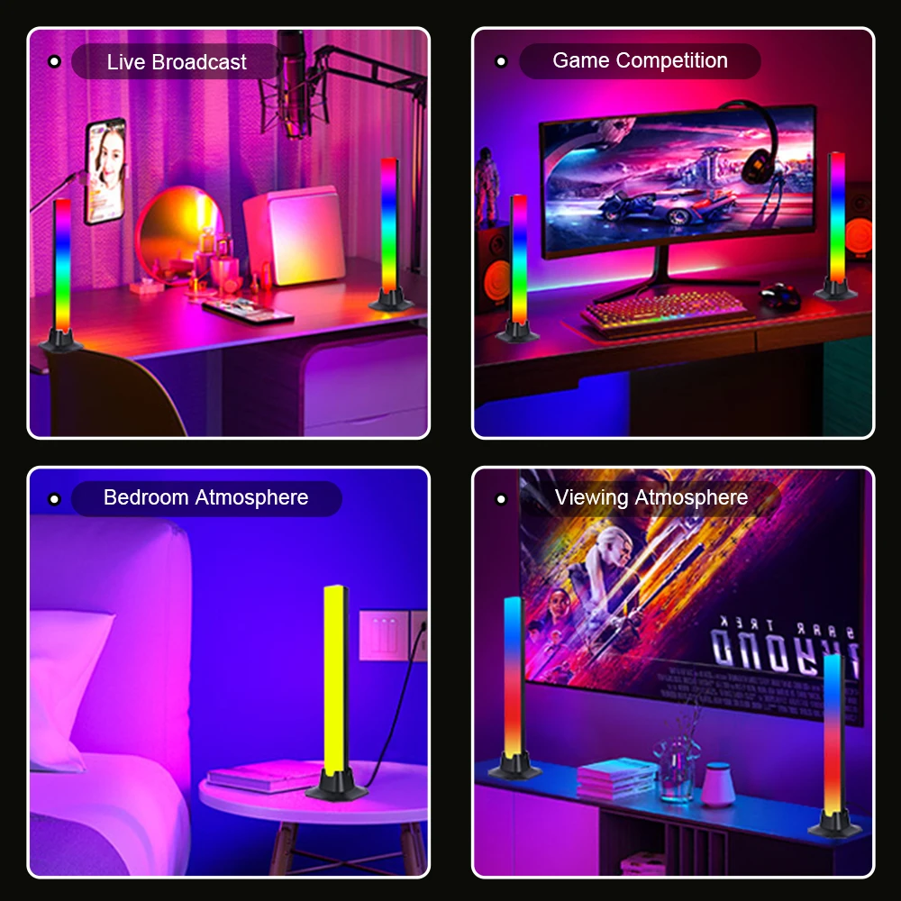 Imagem -06 - Led Rgb Luz Luz Luz Noite Luz Lâmpada Atmosfera Colorida Luz Música Captador Inteligente Jogo pc Desktop Quarto