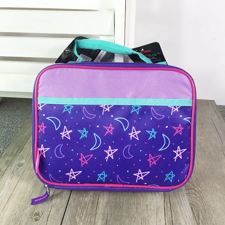 Cute Kawaii Insulated Lunch Bag for Kids School Stars Heart Dog Cat Thermal Lunch Box Bags for Women Girls Boys Picnic Food Bag