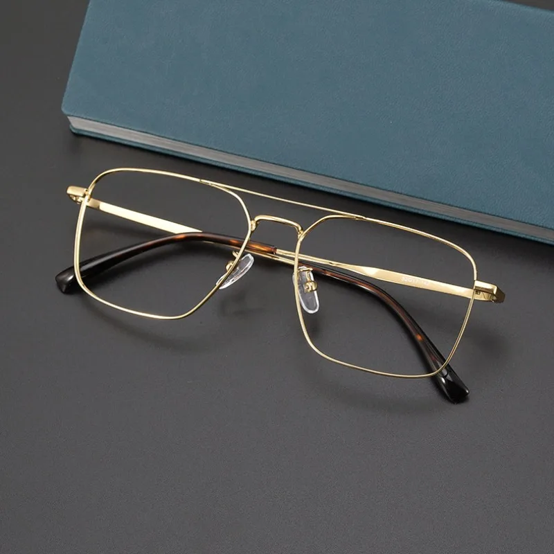 

Очки-пилоты с двойным лучом и линзами для близорукости, легкая и красивая оправа, большая полутитановая оправа