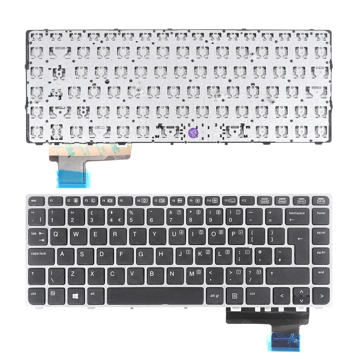 

UK Laptop Keyboard for HP EliteBook Folio 9470m Silver Frame