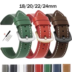 Vintage Leather Watch Strap 18mm 20mm 22mm 24mm for Samsung Watch 3/4/5/6 Wrist Band for Huawei Gt2/3 Waterproof Sport Bracelet