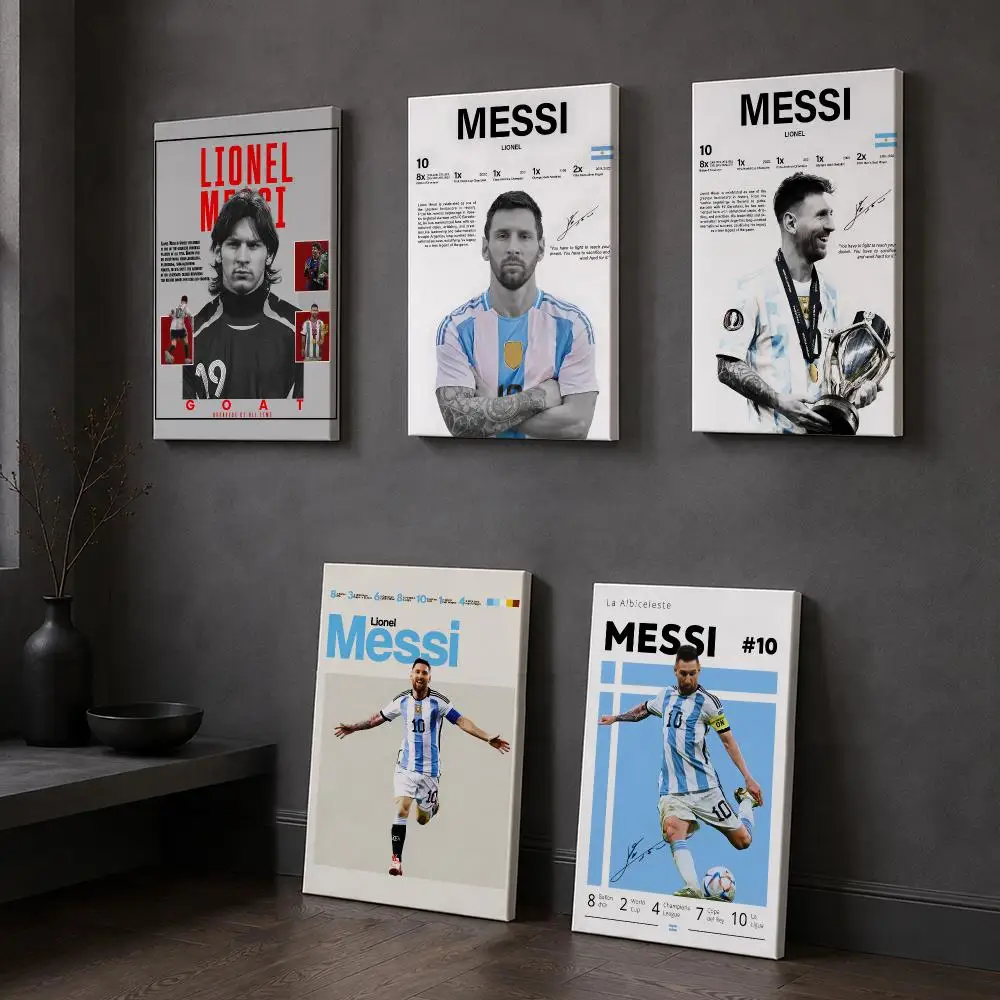 Legendary Footballer M-Messi Framed Wall Painting Wooden Framed Canvas Poster Wall Art HD Waterproof Print Home Decor