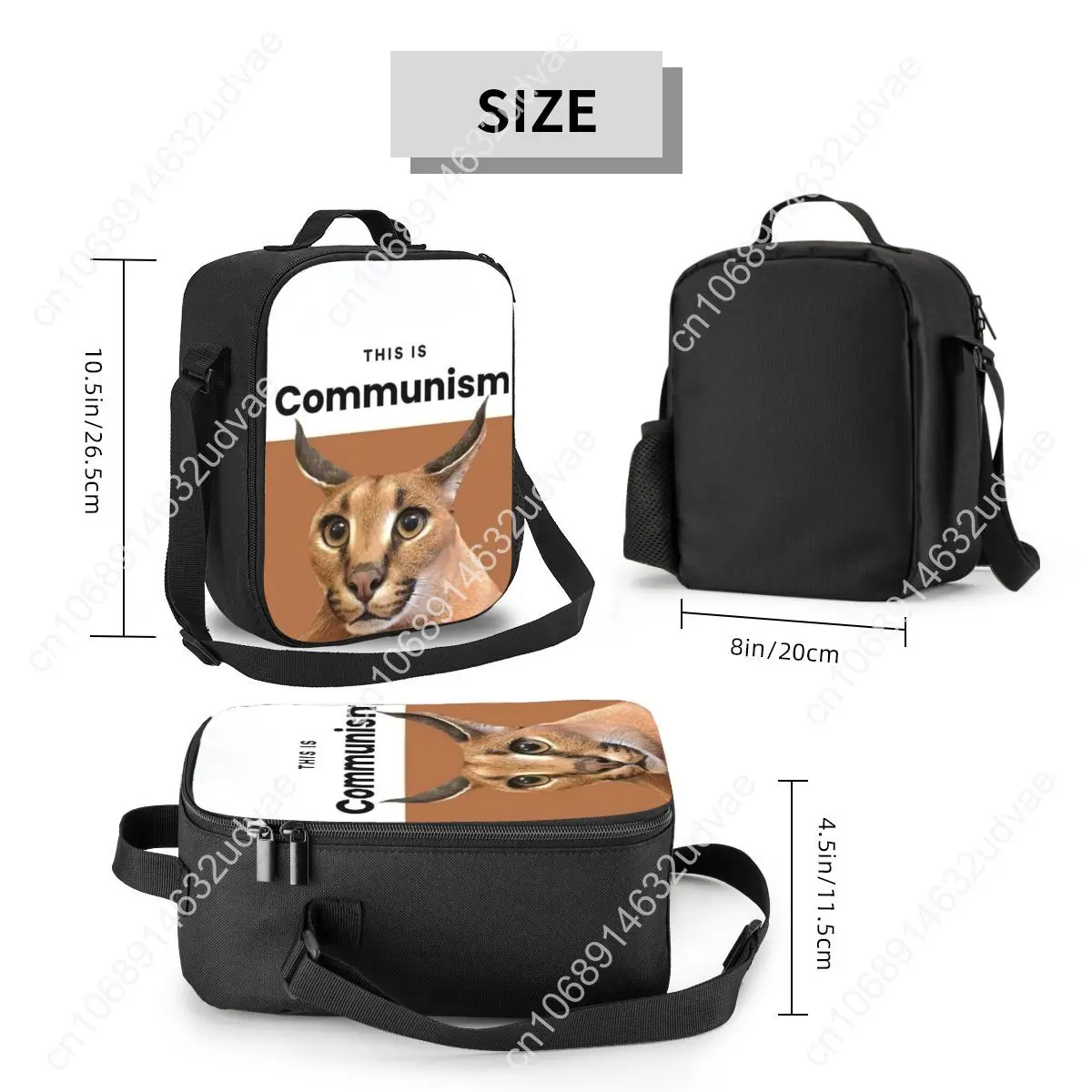 Custom Communism Floppa Cute Meme Lunch Bag Men Women Thermal Cooler Insulated Lunch Boxes for Student School