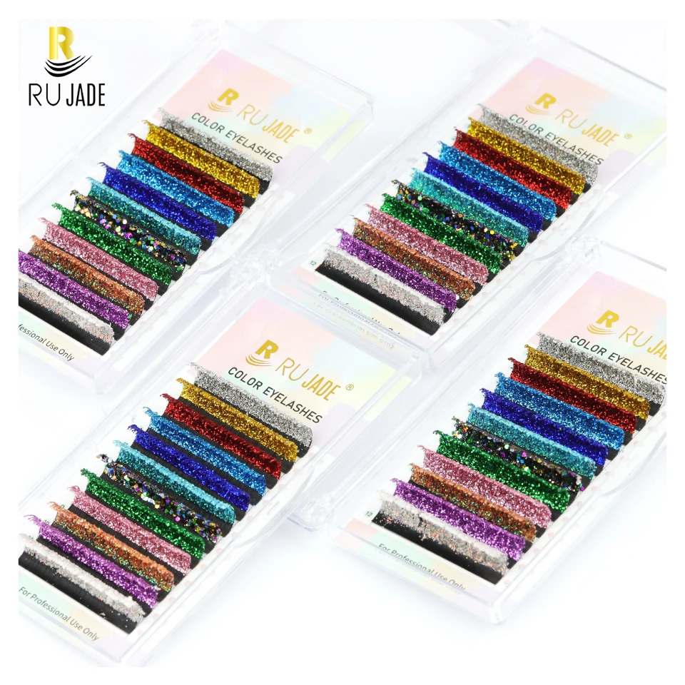 

Glitter Lashes Shiny Colorful False Lashes Mix Colors Glitter Eyelash Extension Faux Russian Volume Individual Lashes For Makeup