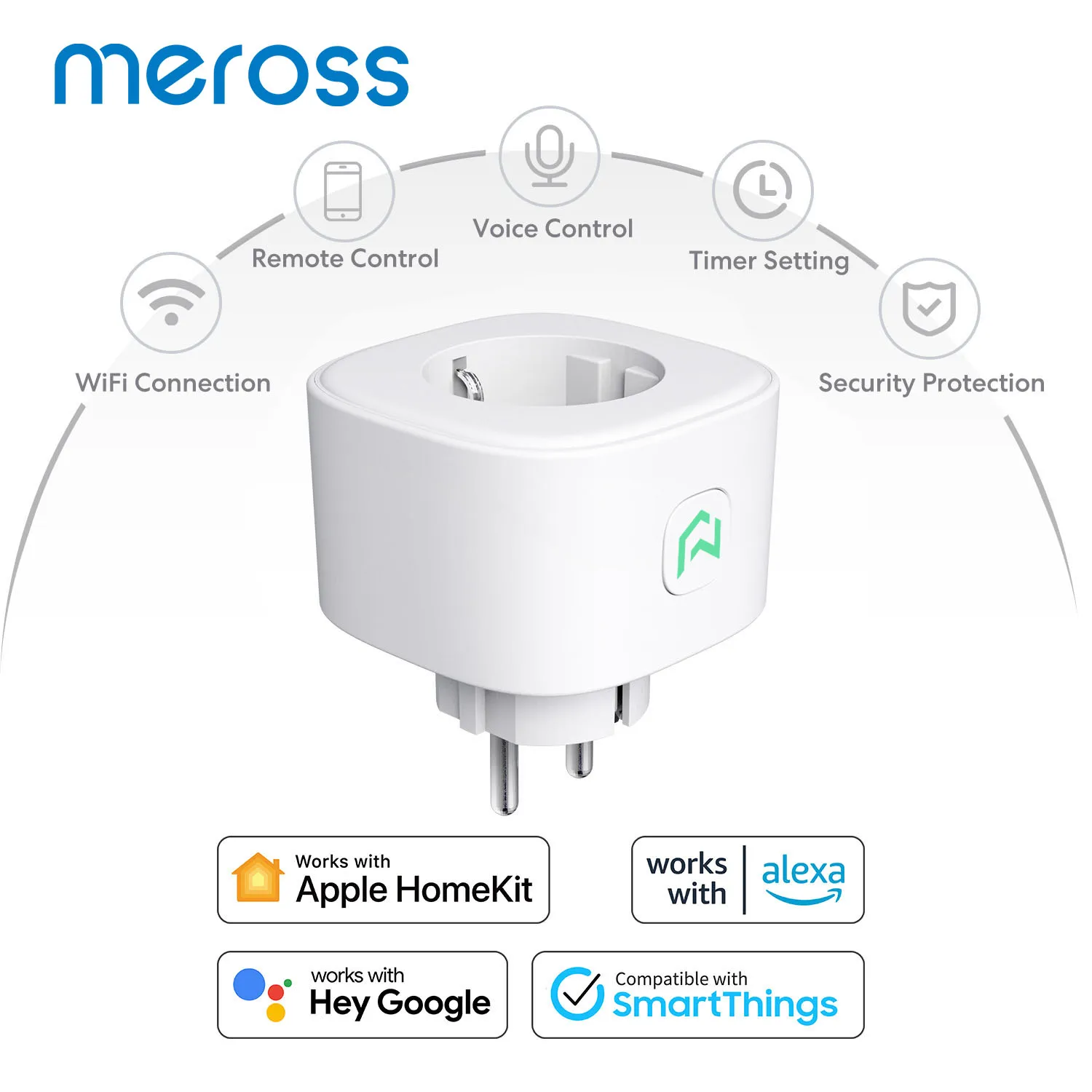 Meross HomeKit WiFi inteligentna wtyczka 16A ue standardowe gniazdo funkcja timera obsługa zdalnego sterowania Alexa asystent Google SmartThings