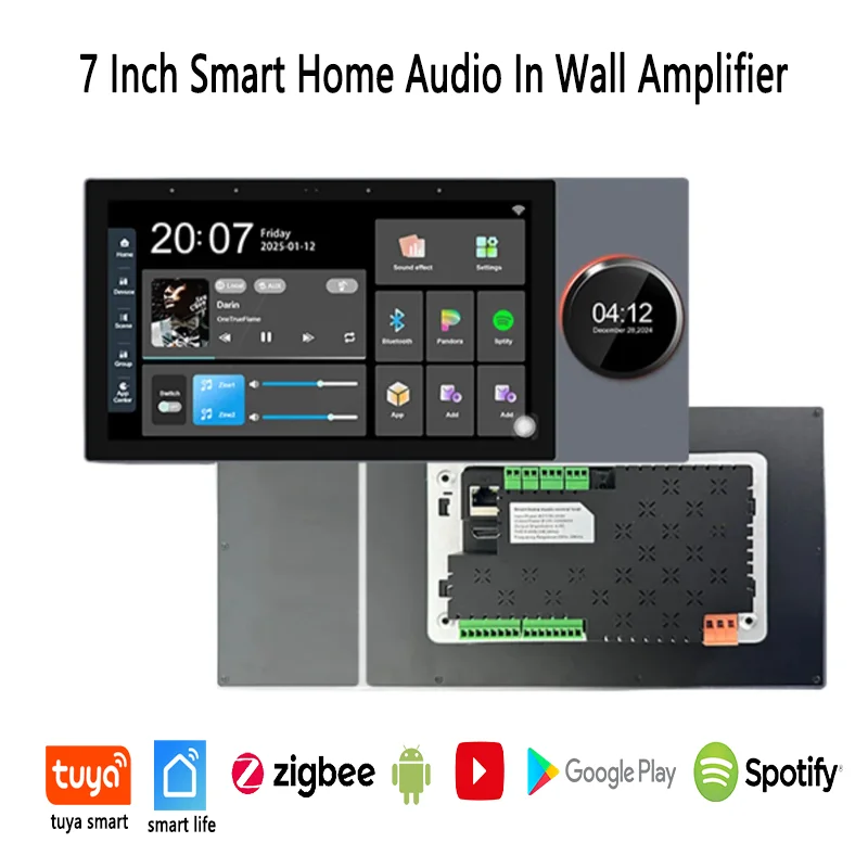 

Новый 7-дюймовый сенсорный музыкальный плеер для умного дома 2026 года с поддержкой Tuya Smart Zigbee Gateway и настенным усилителем