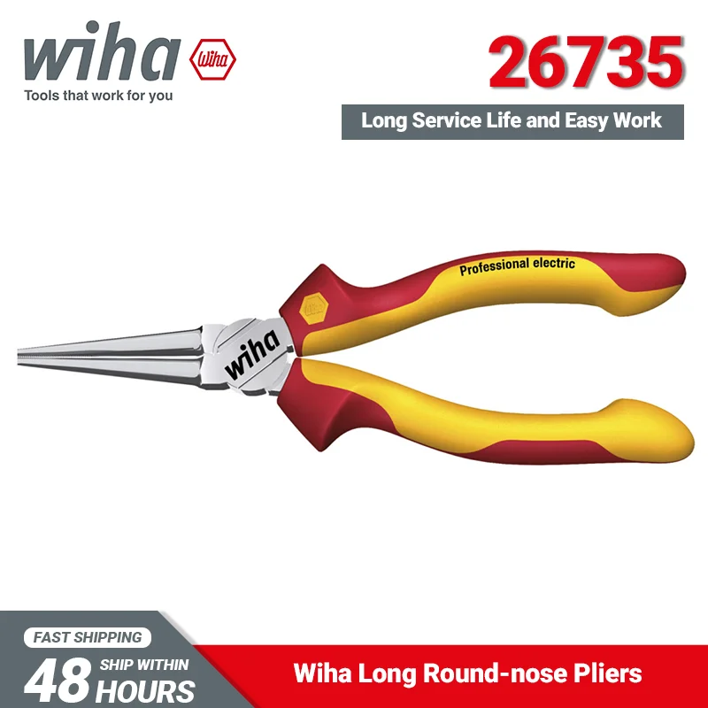 

Wiha 26735 Pliers 160mm Long Round Nose Electric Pliers 1000V-teseted Full Protection and Long Service Life