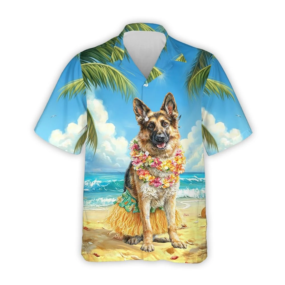 Funny Dog Hawaiian Shirt For Men, Dog Lover Luau Mens Shirts Casual Summer Beach Shirt Button Down