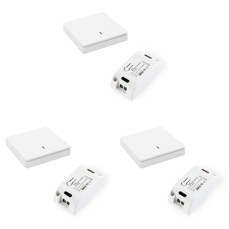 【A42U】3X Wireless Smart Light Switch RF 433Mhz Lighting Control Intelligent Switch AC 90-250V 10A Module( 1 W And 1 C)
