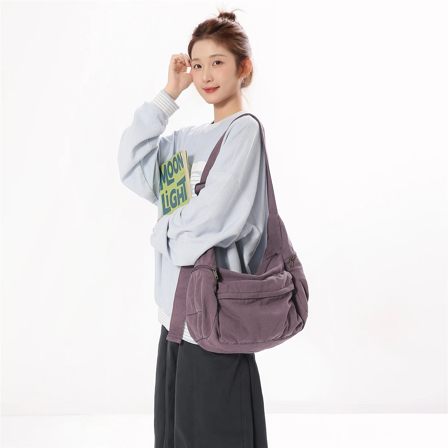 

Large Canvas Women's Bag Slouchy Handbags Durable Shoulder Bag Vintage Eco Bag Korean Shopper Messenger Bag Y2K Satchels Sturdy