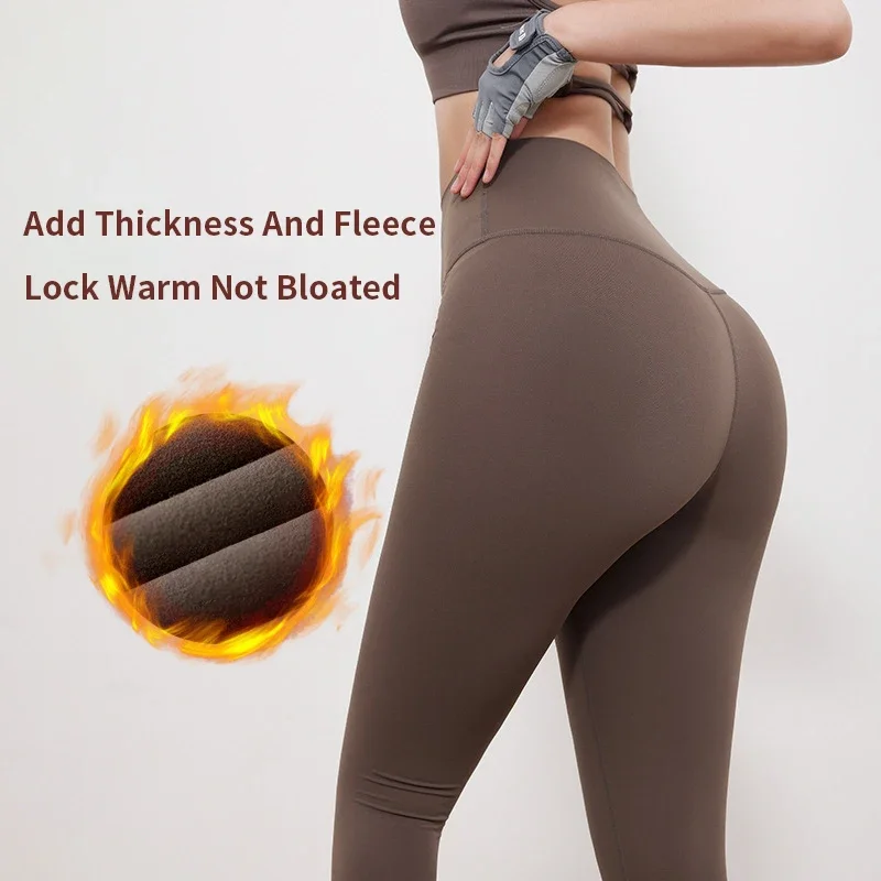 2024 New Autumn Winter High Waist Fleece Tight Thermals Yoga Pants Running Cycling Casual Workout Fitness Sport Yoga Pants