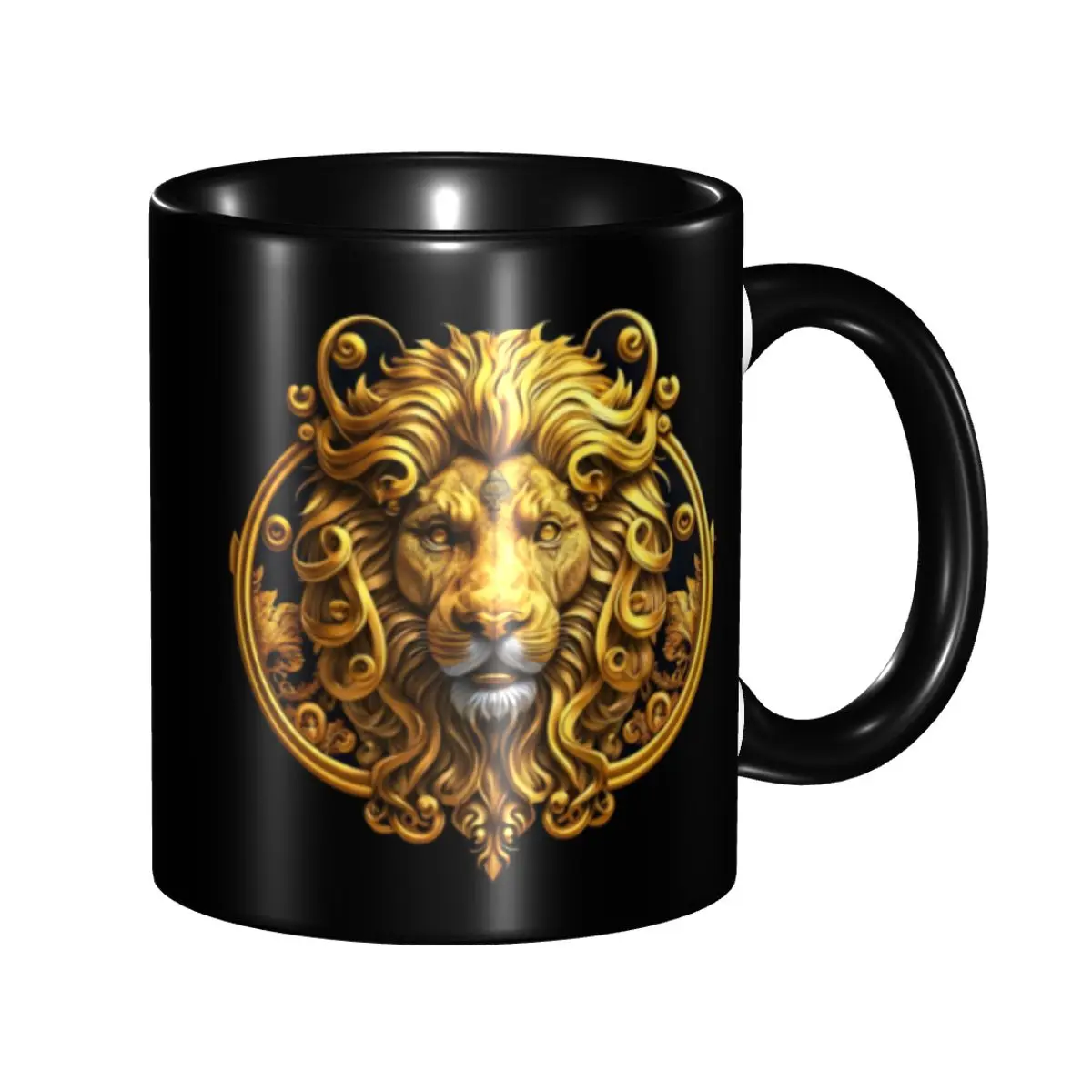 

Baroque Golden Lion And Damask Coffee Mug DIY Custom Ceramic Milk Tea Mug
