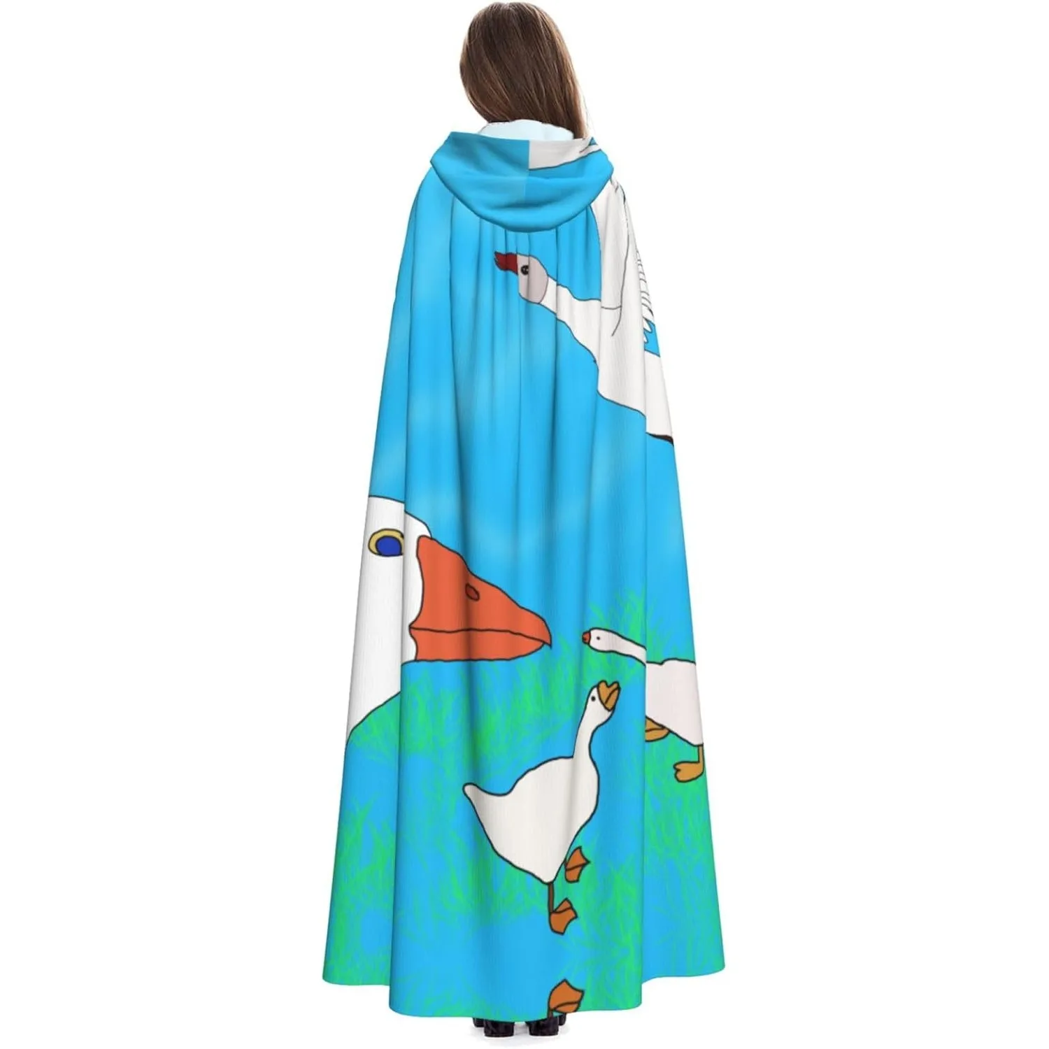 happy white goose Prints Halloween hooded cape Hooded Cloak Suitable for cosplay costumes, Christmas parties