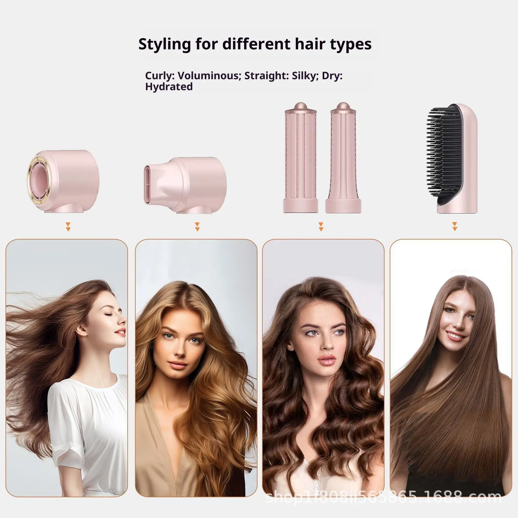 5 in 1 Hair Styler High Speed Hot Air Auto Wrap Curler Blow Dryer Comb 110,000 RPM Ionic Brushless Multi-functional
