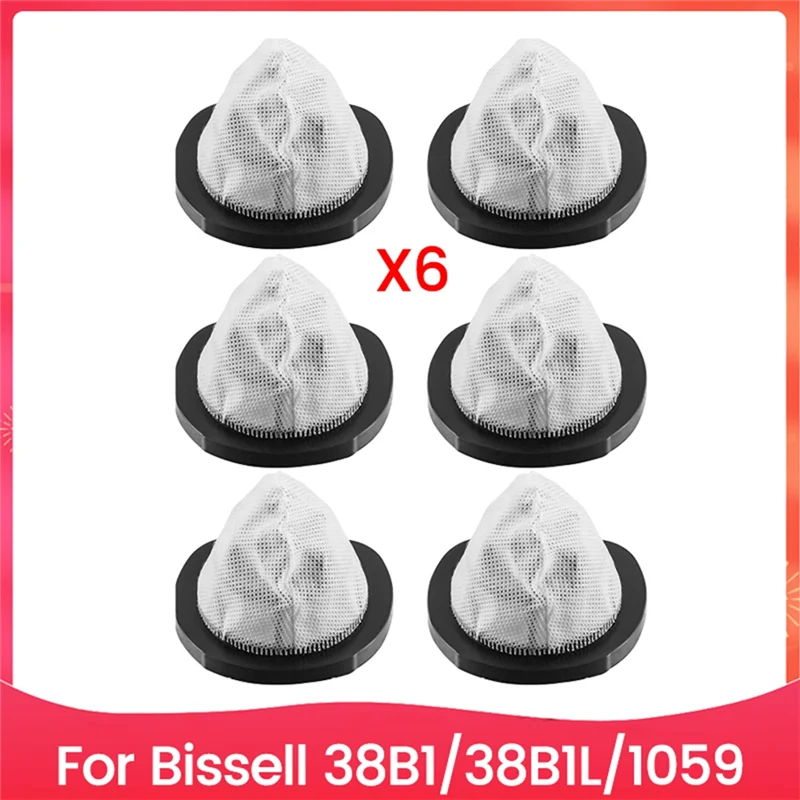ABBK-6PCS 真空フィルターアクセサリー Bissell 38B1 38B1L 1059 シリーズ掃除機アクセサリー交換部品に適合