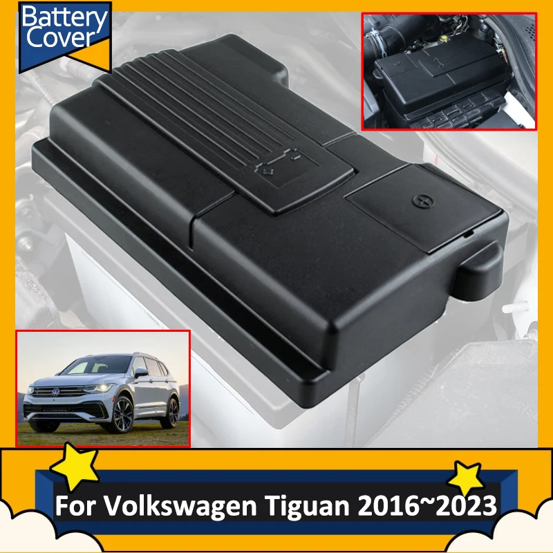 

For Volkswagen VW Tiguan LWB MK2 AD BW 2016~2023 Accessories Car Battery Cover Protective Flame Retardant Engine 2019 2020 2022