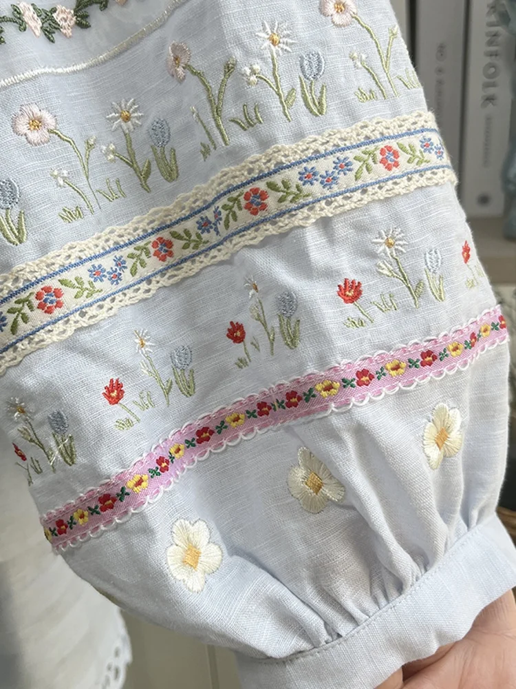 Verano algodón muñeca de lino bordado irt A-Line falda conjunto único Fem Faion 8-25 años largo Sve traje de dos piezas