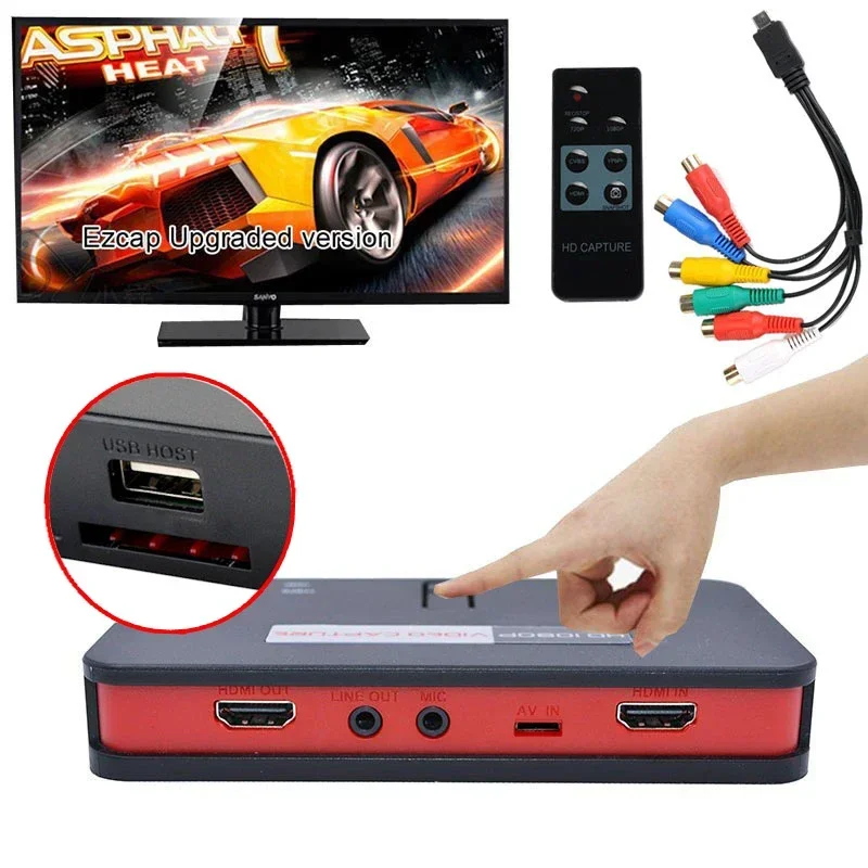 

1080p AV Ypbpr HDMI Video Capture Card Audio Video Recording Box To SD Card USB U Flash Disk , One Key Record Without Use Laptop