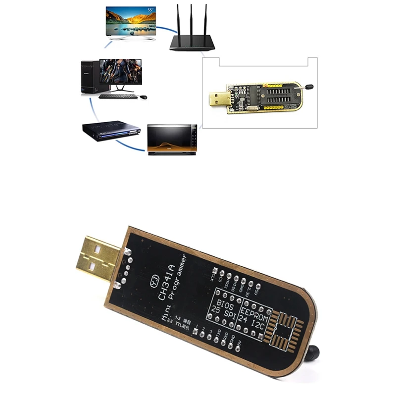 1Zestaw programatora CH341A USB Płyta główna Routing LCD BIOS/FLASH/24/25 Płyta główna ABS