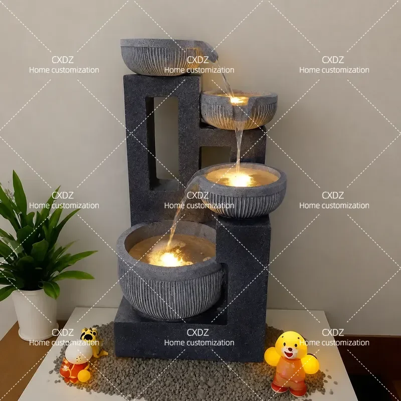 Modern Resin Water Feature Fountain Simple Flowing Water Ornament for Home Living Room Decoration Circulating Water Display