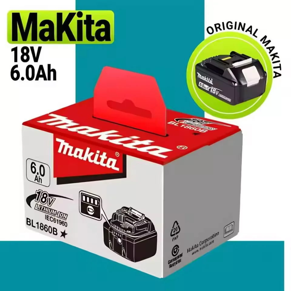 

100%Original Makita 18V BL1860 BL1850B BL1850 BL1840 BL1830 Screwdriver Battery Charger 18v Replacement Power Tool Batteries