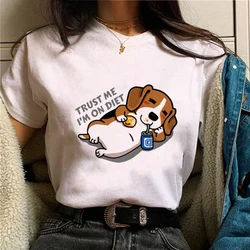 Beagle tshirt kobiety komiks Tee girl graficzny zabawny japońskie ubrania