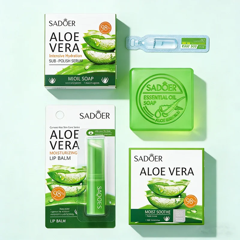 For SADOER Aloe Facial Soap,Moisturizing Lipstick,Essence,Face Wash Foam Facial Hydrating Oil Control Body Bathing Handmade Soap