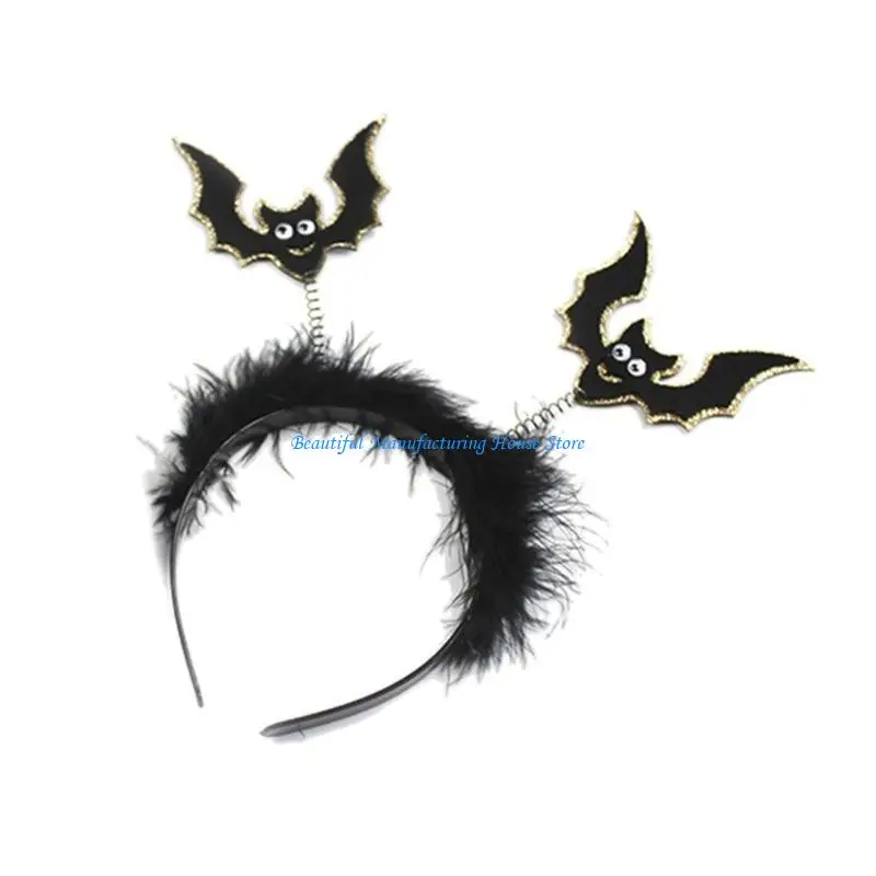 

E56A Gothic Bat Wing Hair Hoop Teens Live Broadcast Halloween Headwear