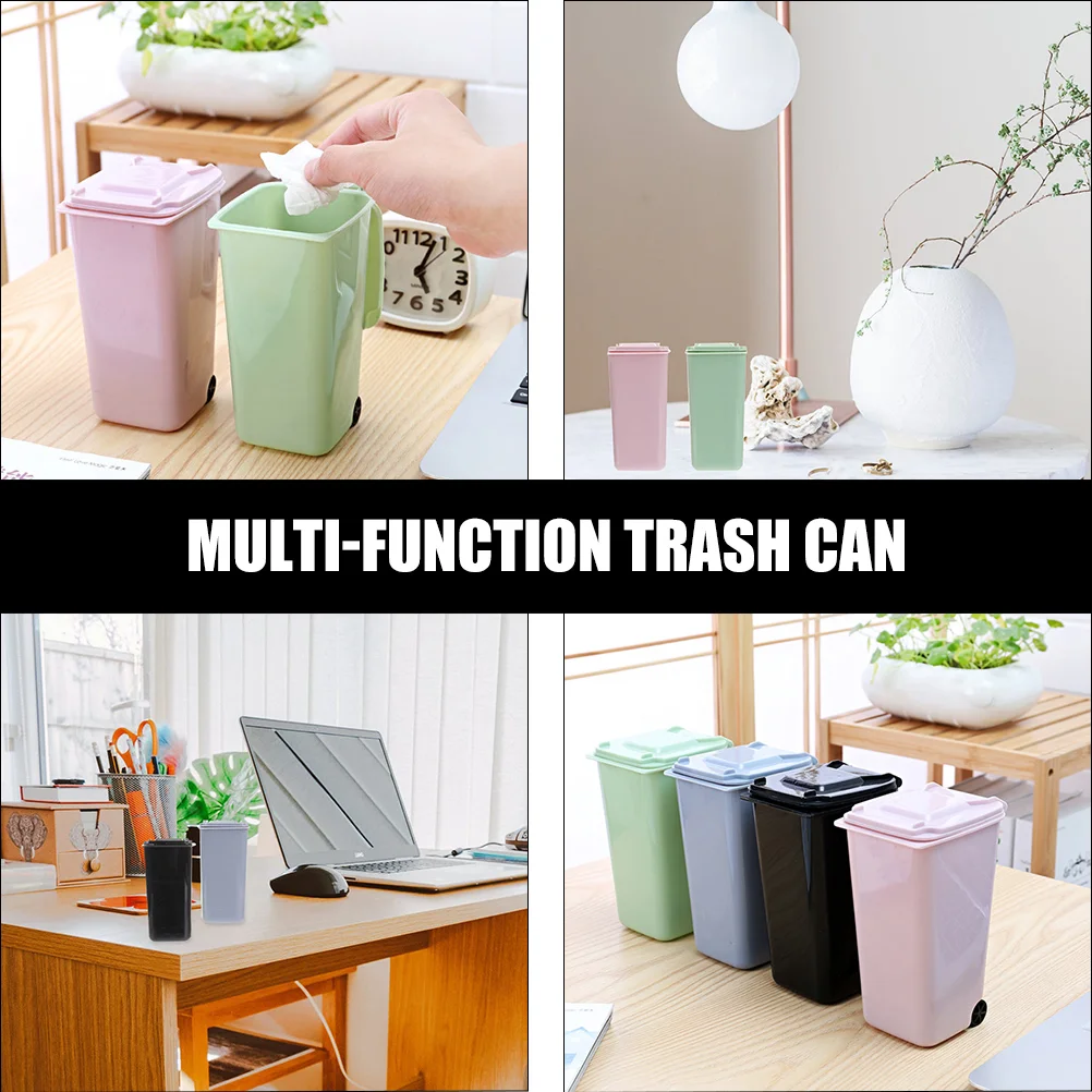 2 Pcs Accessories Desktop Trash Can Office Miniature Toys Tabletop Pp Garbage Pail