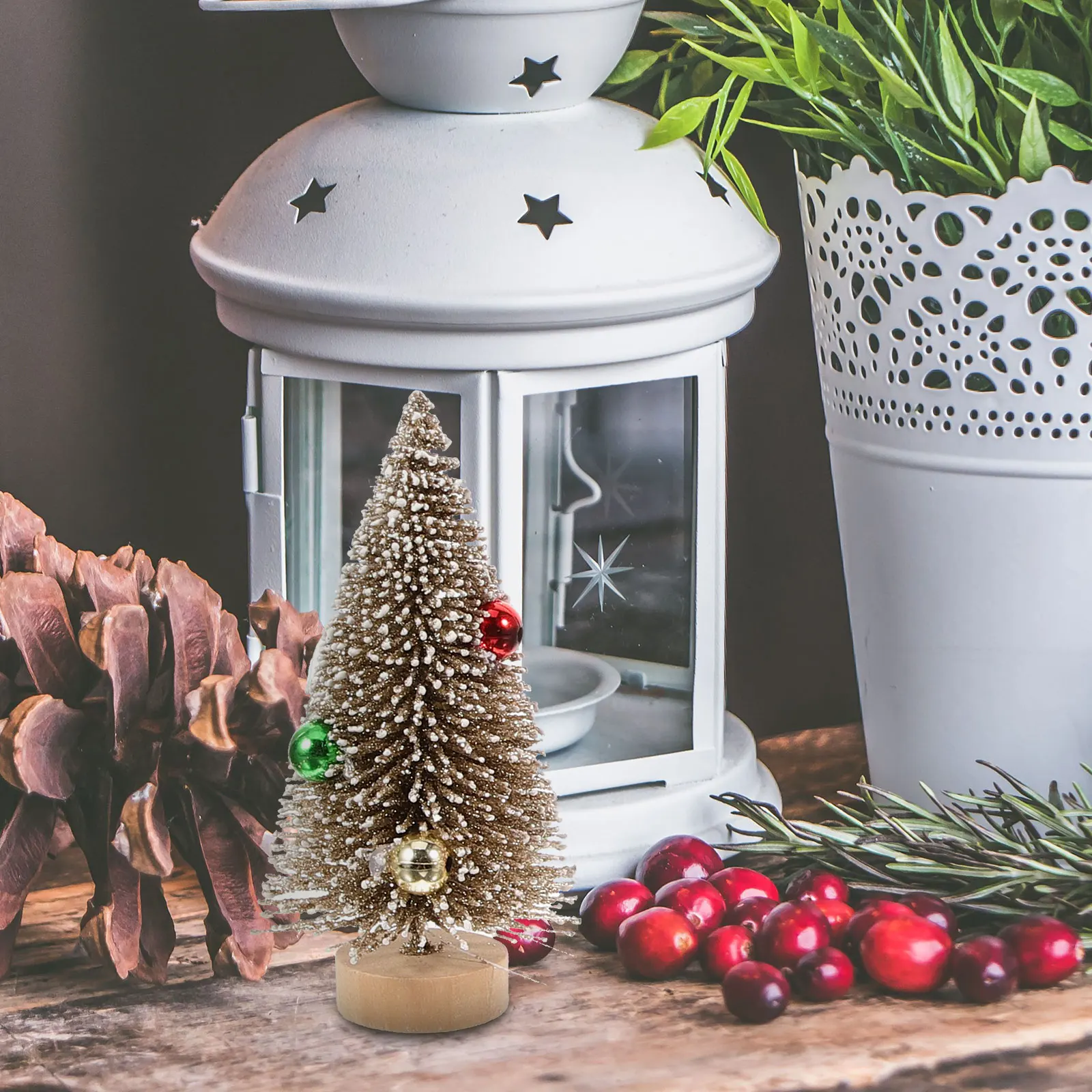 

12pcs Mini Christmas Tree 10cm Silver Green Gold Blue Pink Bells Artificial Xmas Trees Decor for Party Season Table Bookshelf
