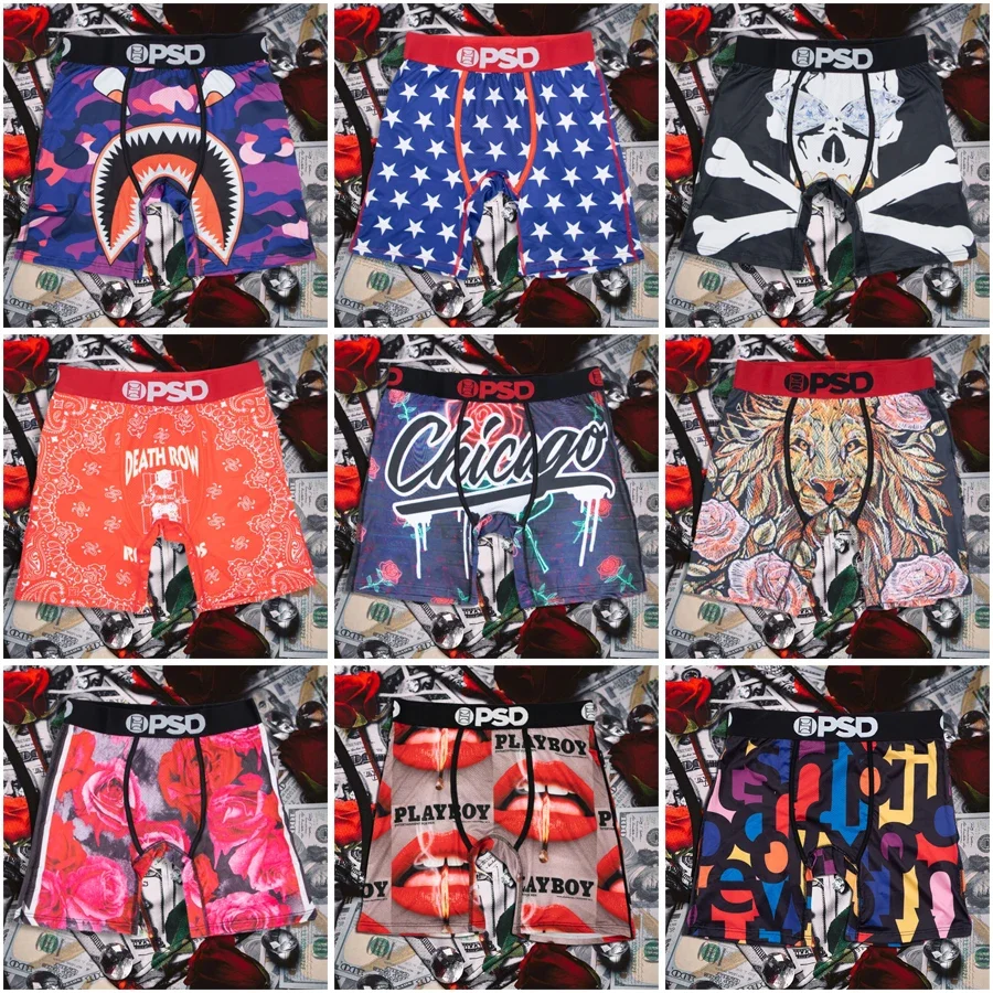 

Men Boxershorts Nylon Breathable Mesh Crotch Man Underwear Men's Panties Plus Size L-2XL Mens Underpants Print Men Boxer Briefs