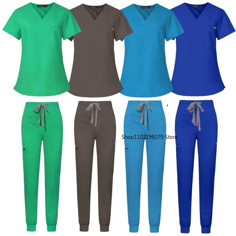 Beauty Agency Scrub Womens Suit Pet Shop Veterinary Nursing Accessories Medical Uniform Breathable Top Pants Jogger Suits Unisex