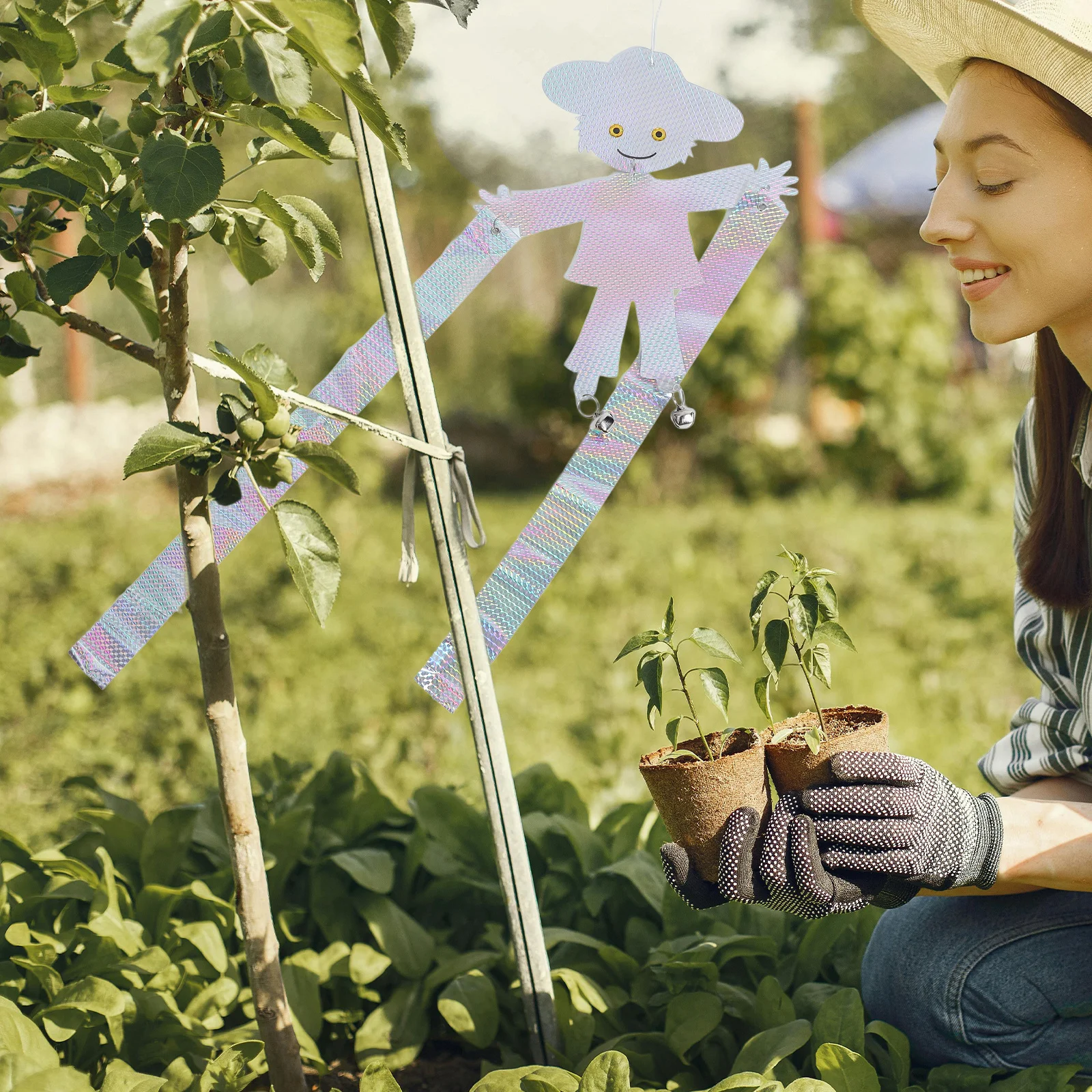 

Reflective Bird Repellent Scarecrow Double-Sided Hanging Ornament Outdoor Garden Scaring Device Drive Away Birds