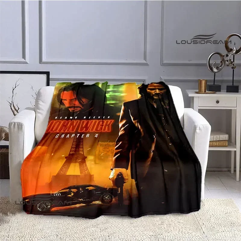 

Movie John Wick printed Blankets Picnic blanket Flange Warm blanket Home travel blankets bed linings birthday gift