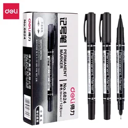 4/9pcs/lot Deli Twin Tip Permanent Marker Pen Set Fine Point Waterproof Ink Thin Nib Crude Nib Black Ink 0.5mm-2mm Fine Color