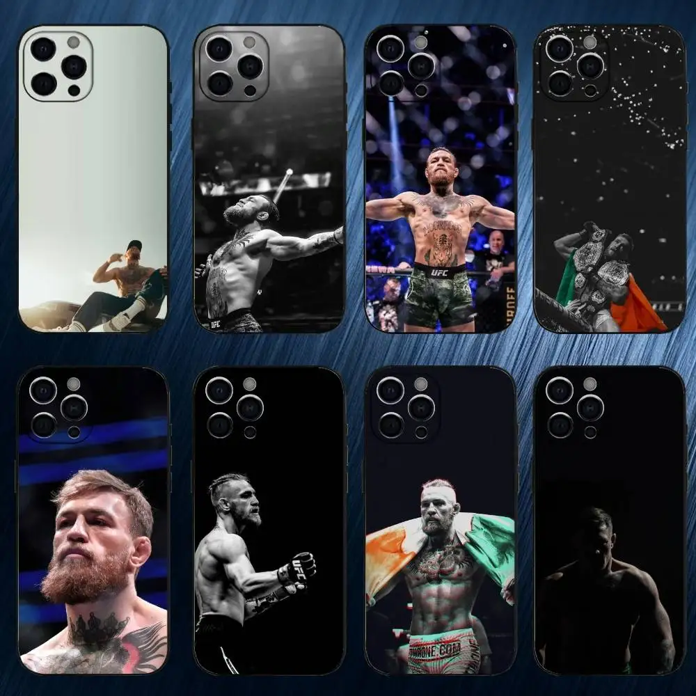 

U-UFC C-Conor Mcgregor Phone Case For iPhone 17,16,15,14,13,12,11 Plus,Pro Max, Soft Silicone Black Cover