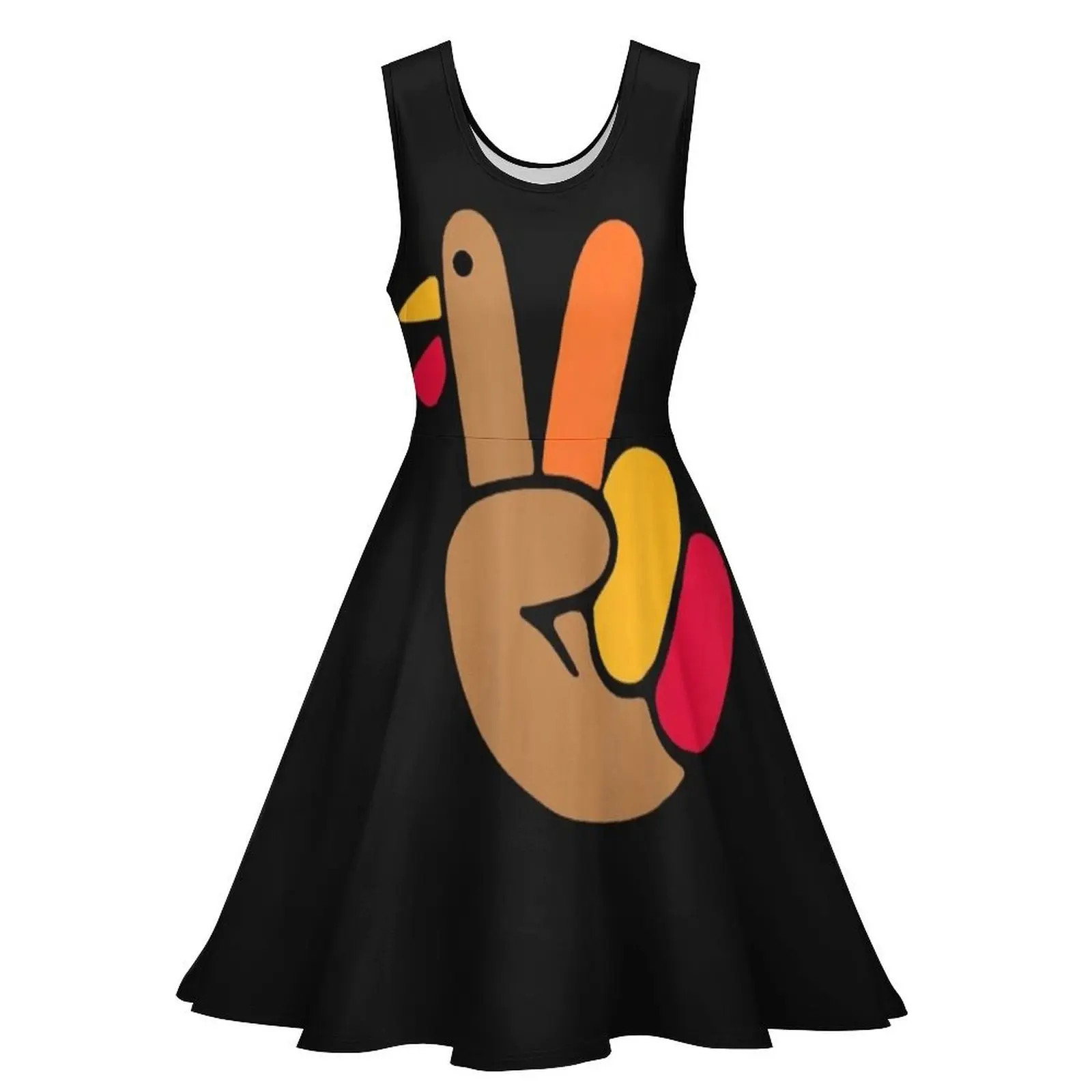 Peace Hand Turkey Design For Ugly Thanksgiving Sweater Idea Sleeveless Dress summer dresses womens 2024 Women