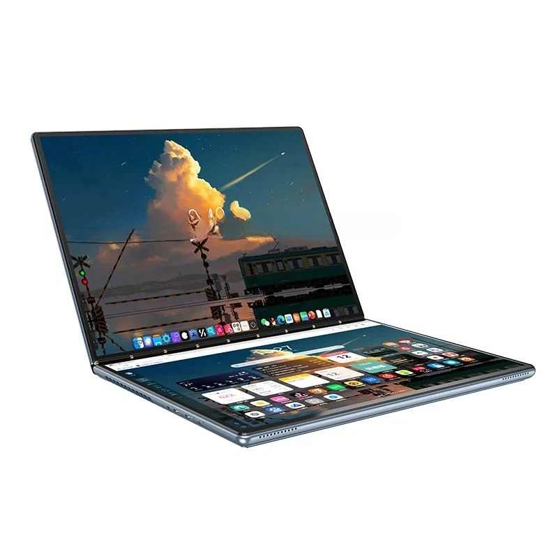 2026-Hot Sales 13.5+13.5 Dual Touch Screen Laptop Computer Celeron N100 Slim Portable Laptop for Business