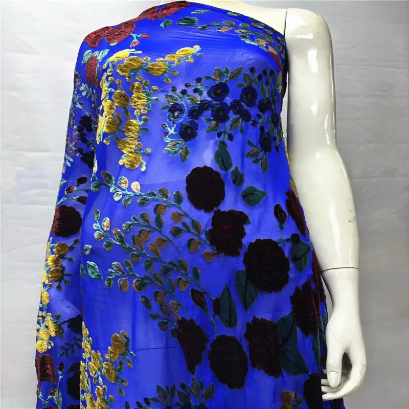 

5 ярдов, нигерийская флокированная бархатная кружевная ткань с блестками, байковая африканская тяжелая бусина и жемчуг для женщин, вечерние платья 12L89201