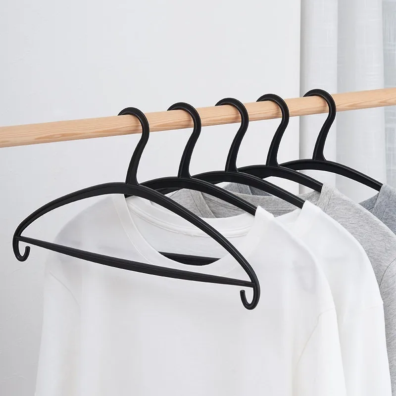 

10PCS Ultra Thin Black Plastic Clothes Hanger Curved Traceless Non Slip Hanger for Shirt Wet Dry Clothes Pants Drying Organize
