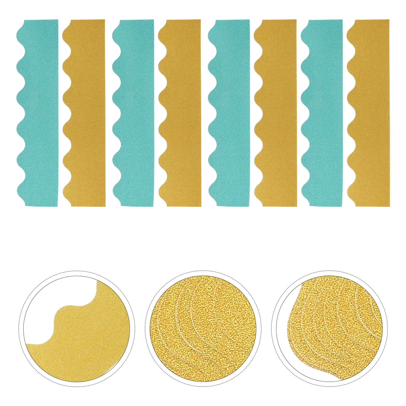 

2 Sets Glitter Border Sticker Bulletin Trim Stickers Board Strip Scalloped Borders 180g Coated Paper