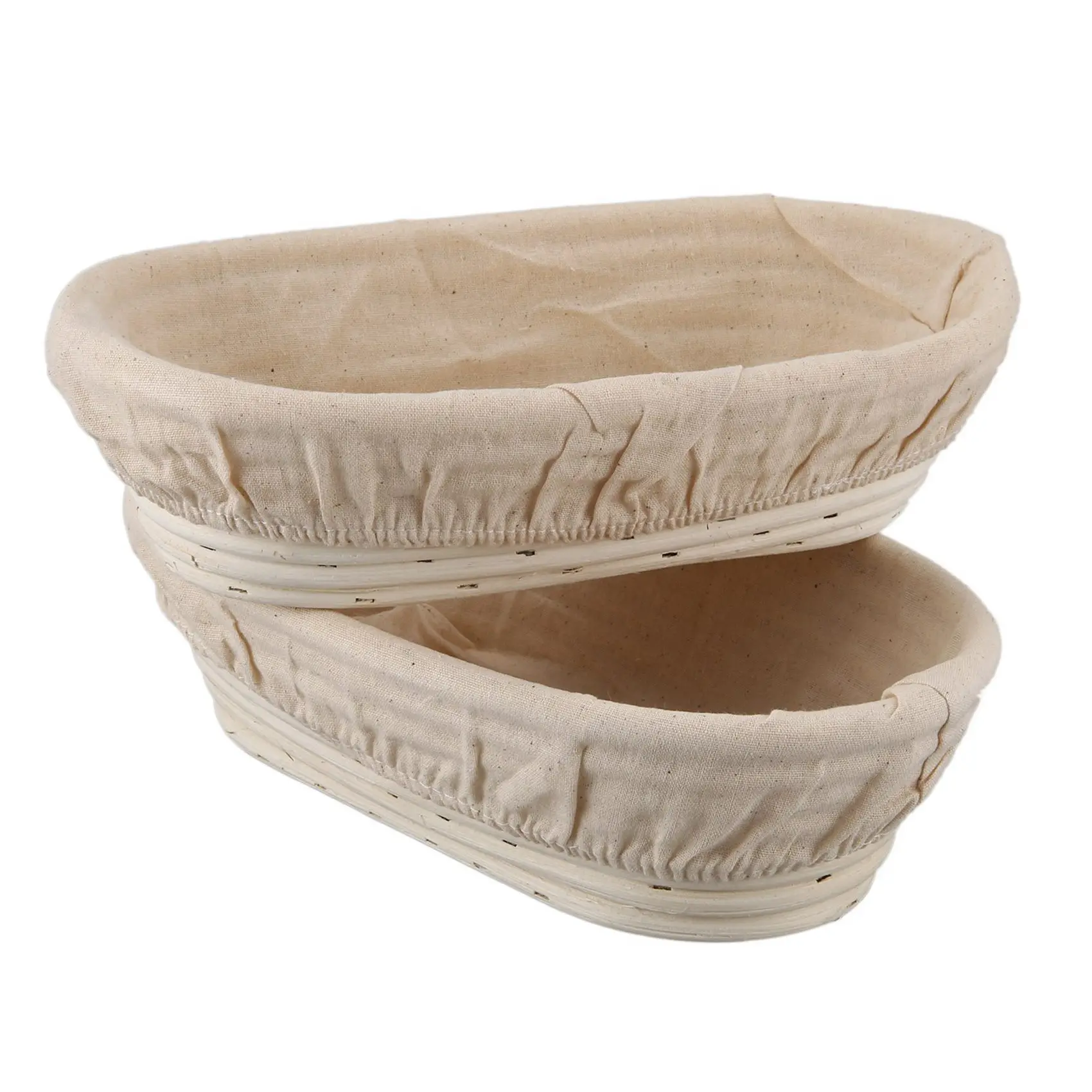 JFB 20Pcs 25Cm/10 Inch Bread Basket Rattan Proofing Basket Liner Round Oval Fruit Tray Dough Food Storage Container