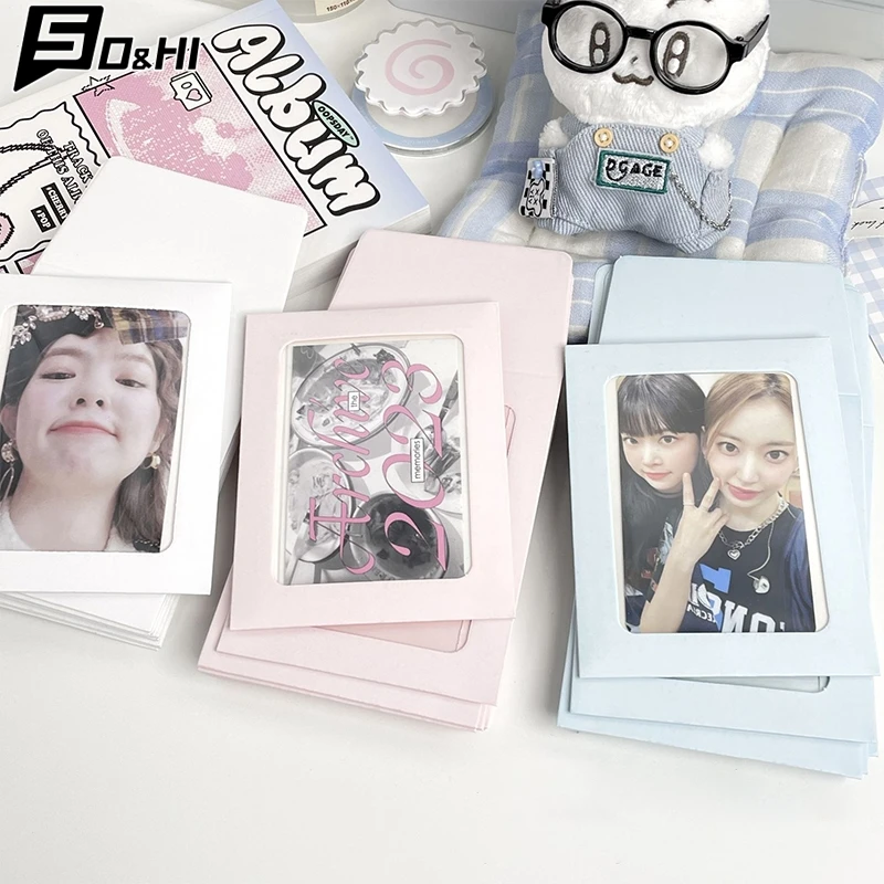 10Pcs Korean Ins Cream Color Transparent Window Card Holder Kpop Idol 3 Inch Photo Card DIY Storage Bag Kawaii Girl Card Sleeve