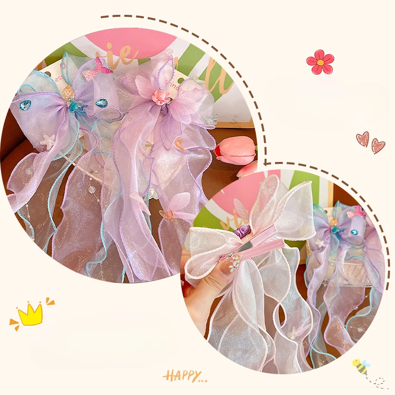 2026 New Koren Style Children\'s Girl Tassel Hairband Butterfly Hair Accessories Decorations Elegant Hair Accessories for Girls