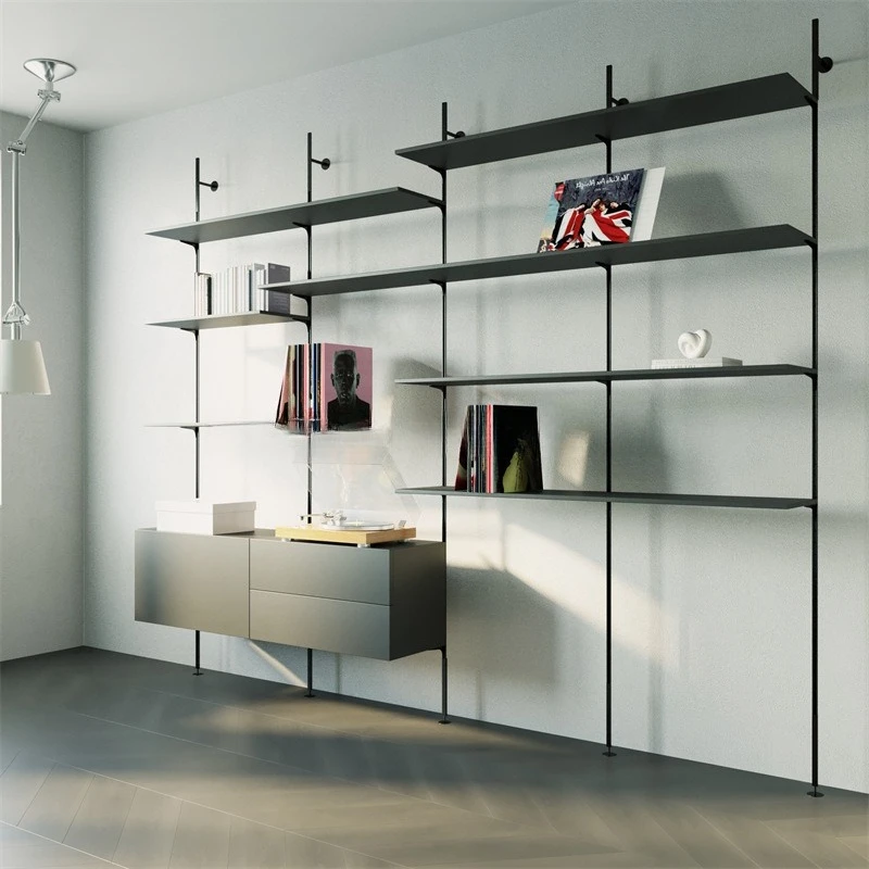 أرفف حائط حديثة، أرفف كتب حائطية كاملة، غرف الدراسة، خزائن تخزين متعددة المستويات، خزائن عرض من الأرض إلى السقف #4